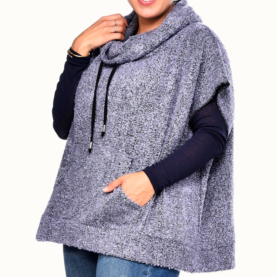 Boucle Poncho with Drawstring