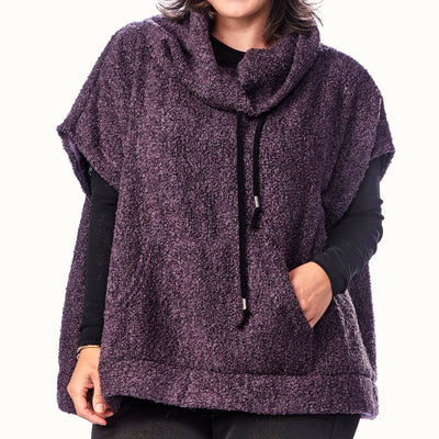 Boucle Poncho with Drawstring